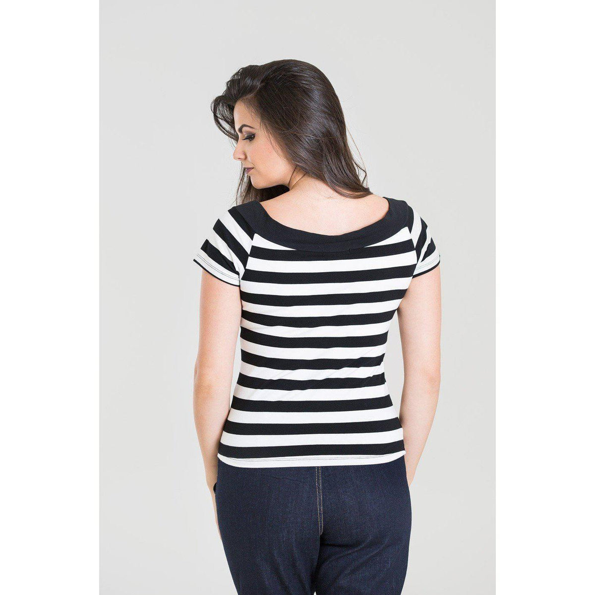 Hell Bunny Caitlin Top Black &amp; White Stripe-Vendemia