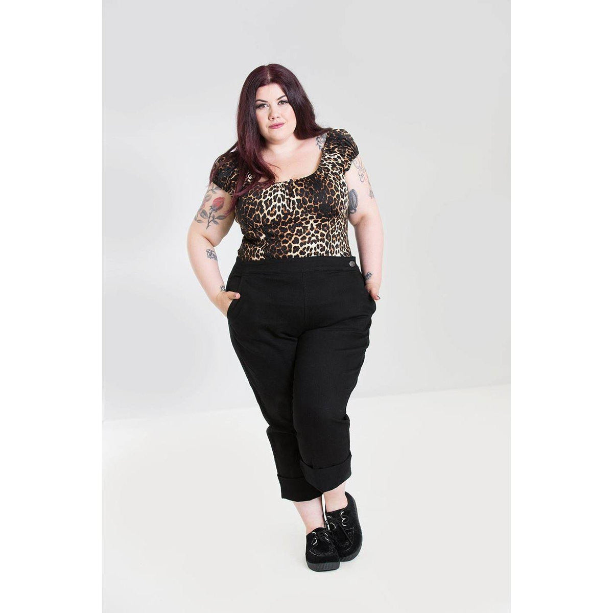 Hell Bunny Charlie Denim Capri-Black-Vendemia