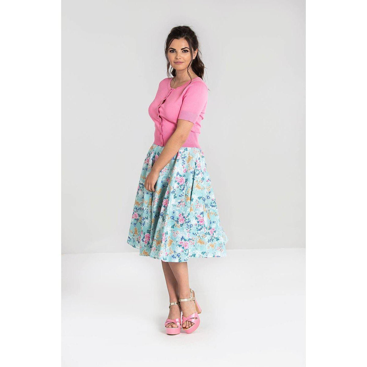 Hell Bunny Sakura 50&#39;s Skirt-Blue-Vendemia