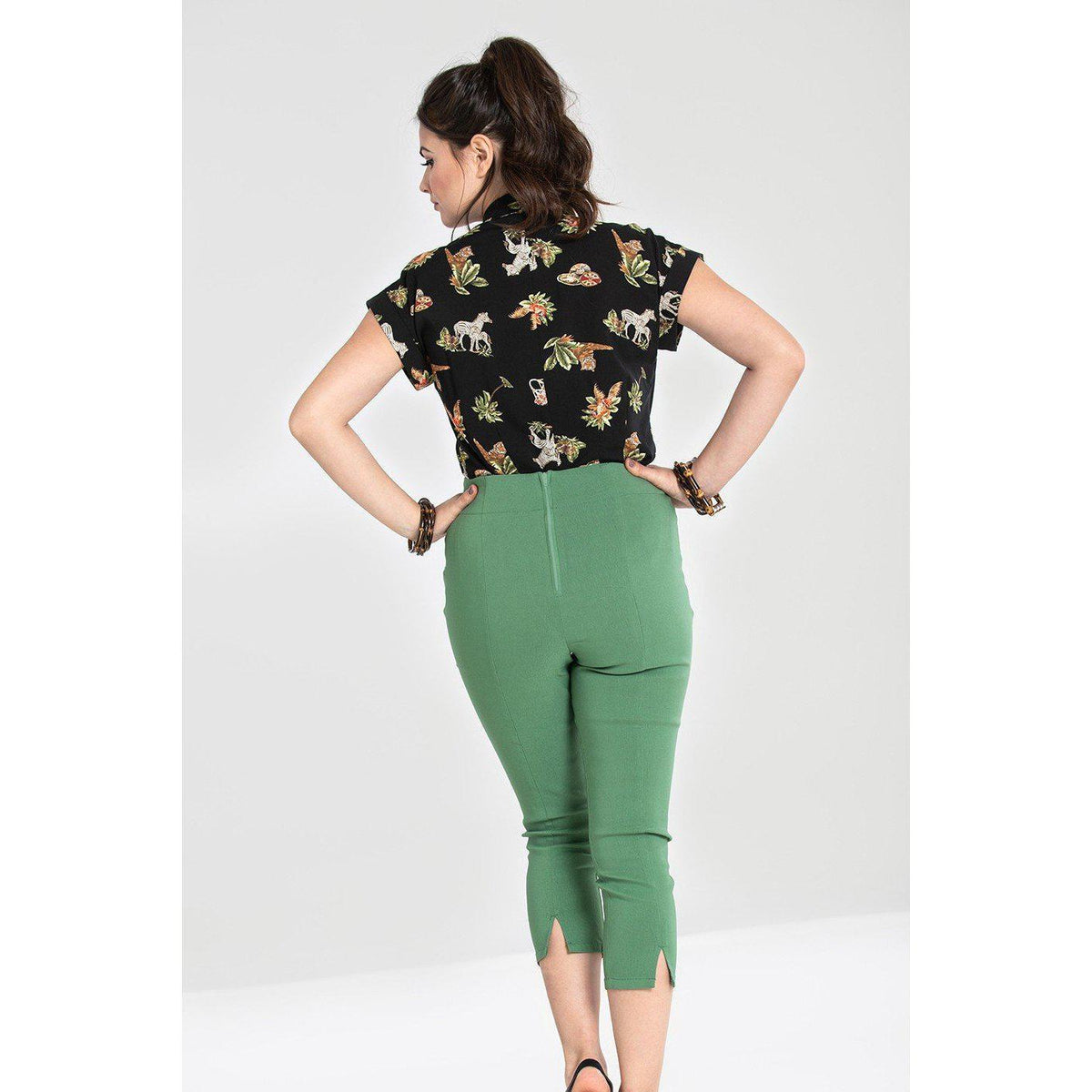 Hell Bunny Tina Capri-Khaki-Vendemia