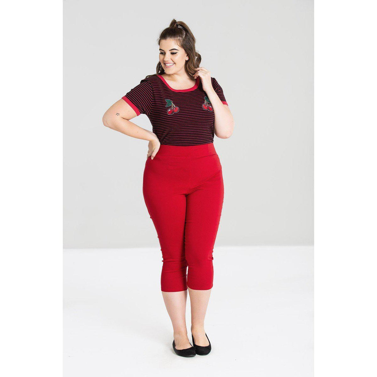 Hell Bunny Tina Capri-Red-Vendemia