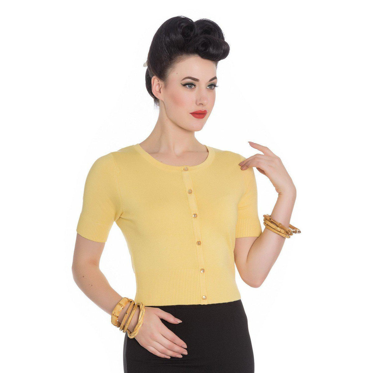 Hell Bunny Wendi Cardigan-Yellow-Vendemia