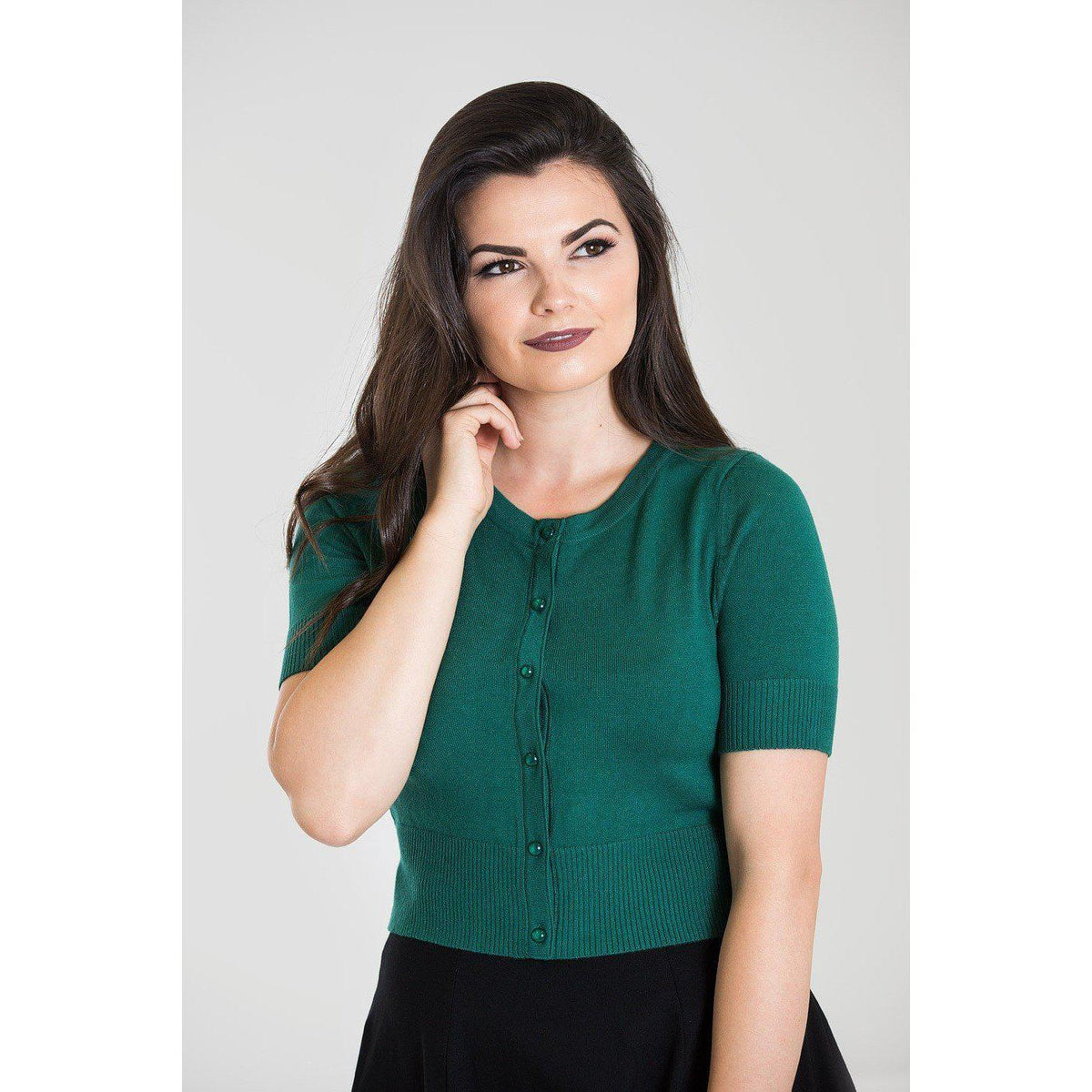 Hell Bunny Wendi Cardigan-Dark Green-Vendemia