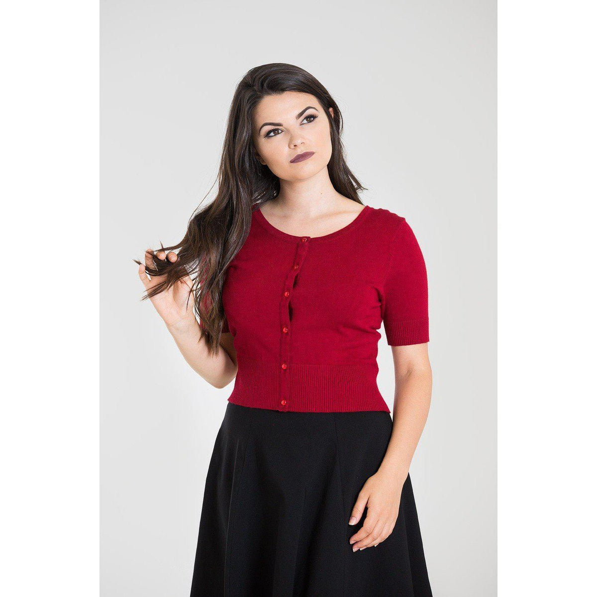 Hell Bunny Wendi Cardigan-Dark Red-Vendemia