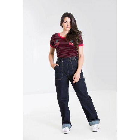 Hell Bunny Weston Denim Trousers Jeans-Navy-Vendemia