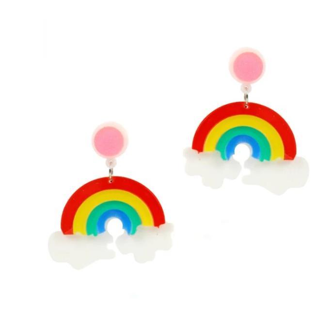 Love Ur Look Rainbow Earrings-Multi Coloured-Vendemia