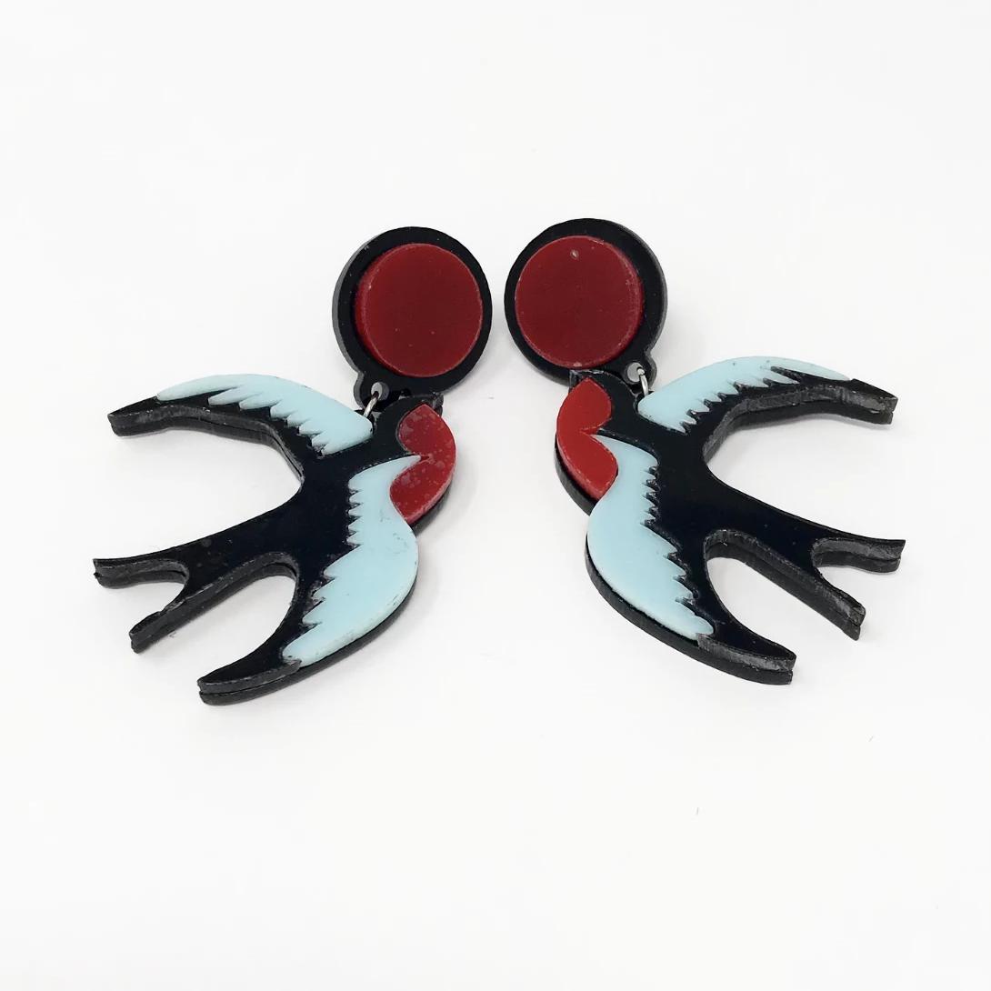 Love Ur Look Swallow Earrings-Multi Coloured-Vendemia