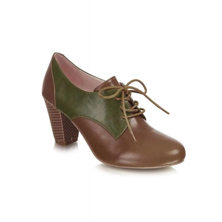 Lulu Hun 40s Vera Spectator Shoe Boots Brown / Green-Brown / Green-Vendemia