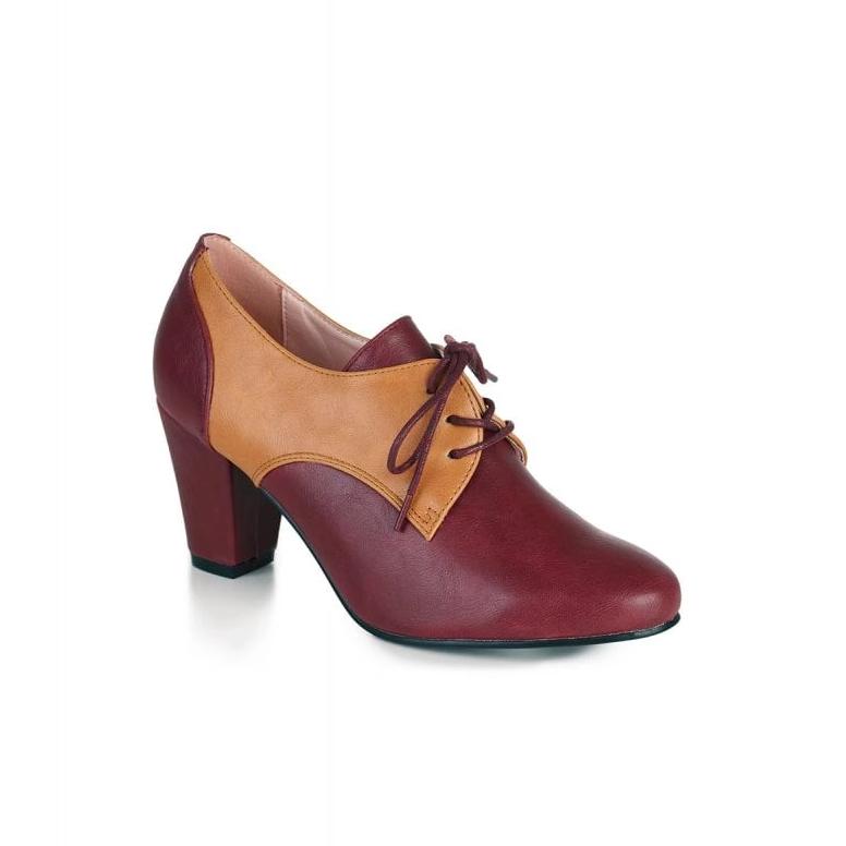 Lulu Hun 40s Vera Spectator Shoe Boots Burgundy / Brown-Burgundy / Brown-Vendemia
