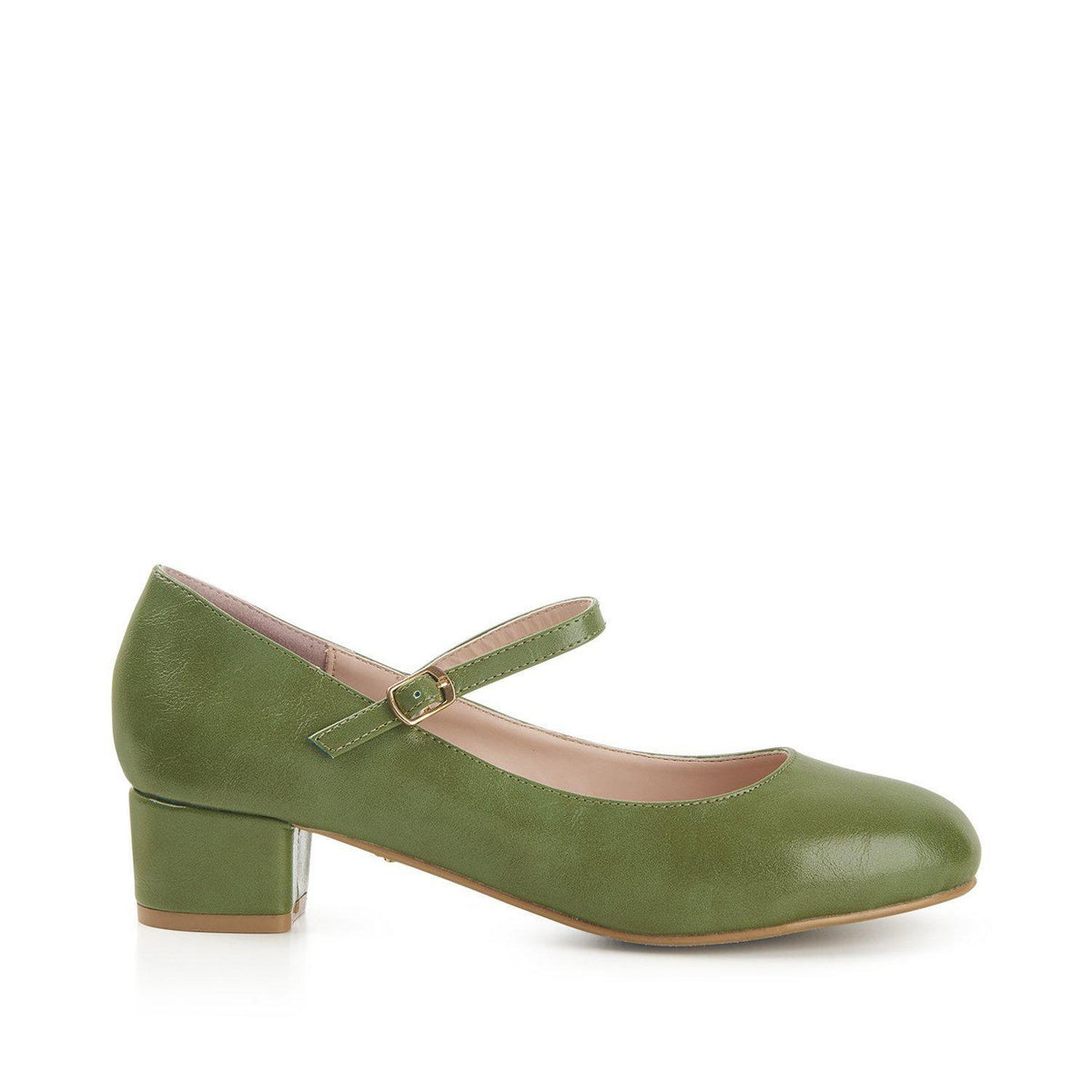 Lulu Hun Maryjane Block Heel Shoes Green-Vendemia