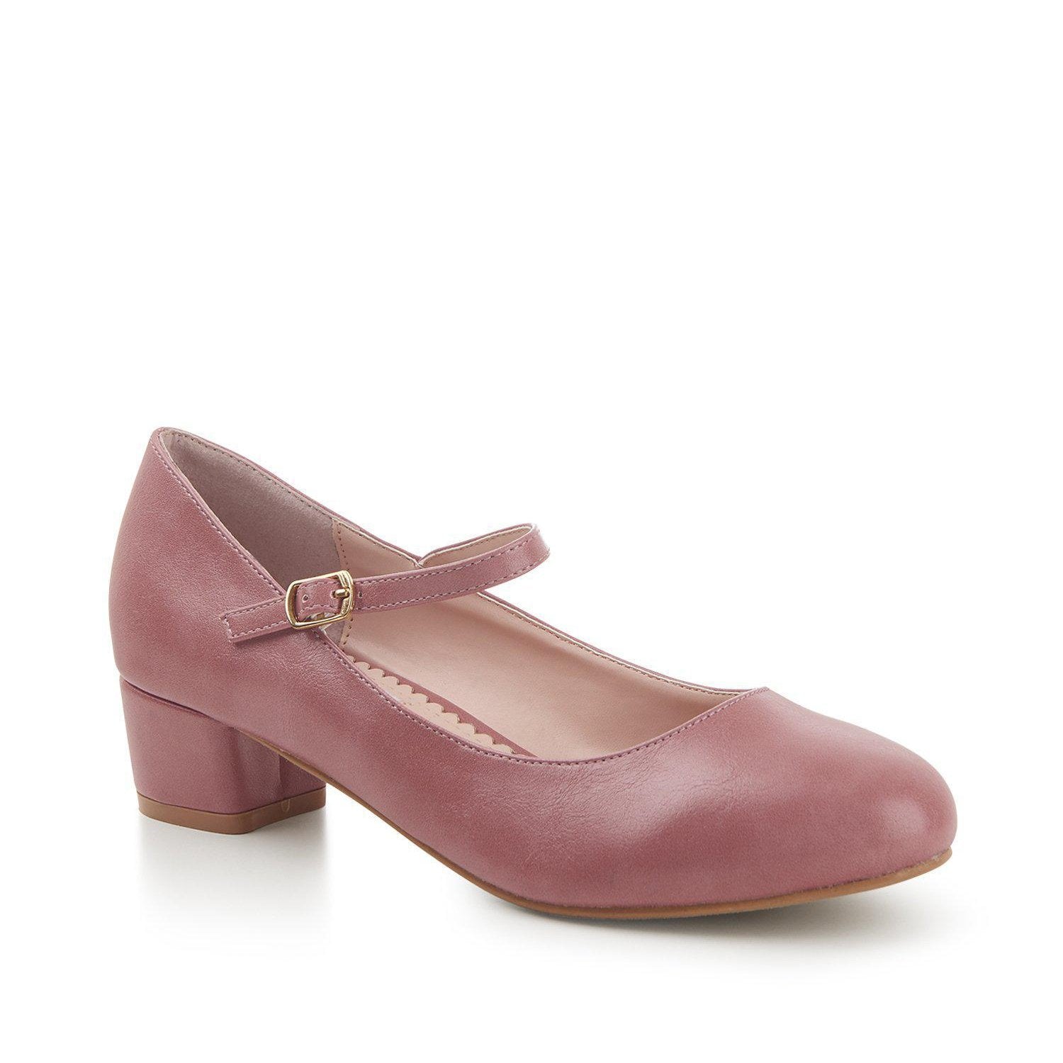 Lulu Hun Maryjane Block Heel Shoes Pink-Pink-Vendemia