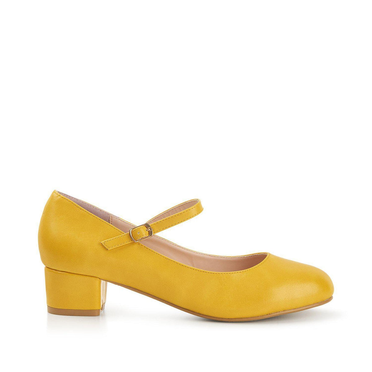 Lulu Hun Maryjane Block Heel Shoes Yellow-Vendemia