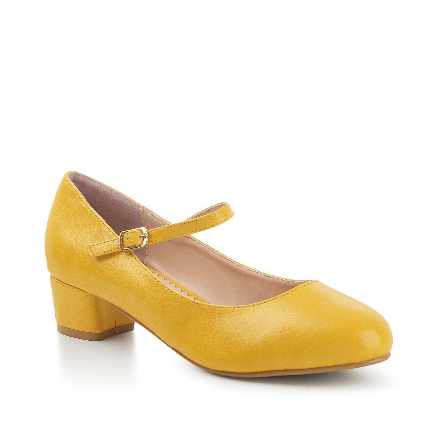Lulu Hun Maryjane Block Heel Shoes Yellow-Yellow-Vendemia