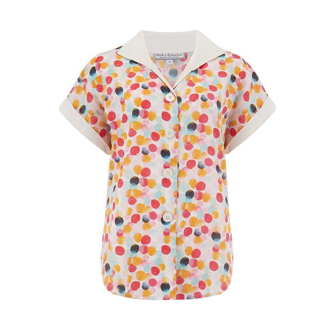 Rock n Romance Tuck in or Tie Up Maria Blouse Bubblegum Print-Vendemia