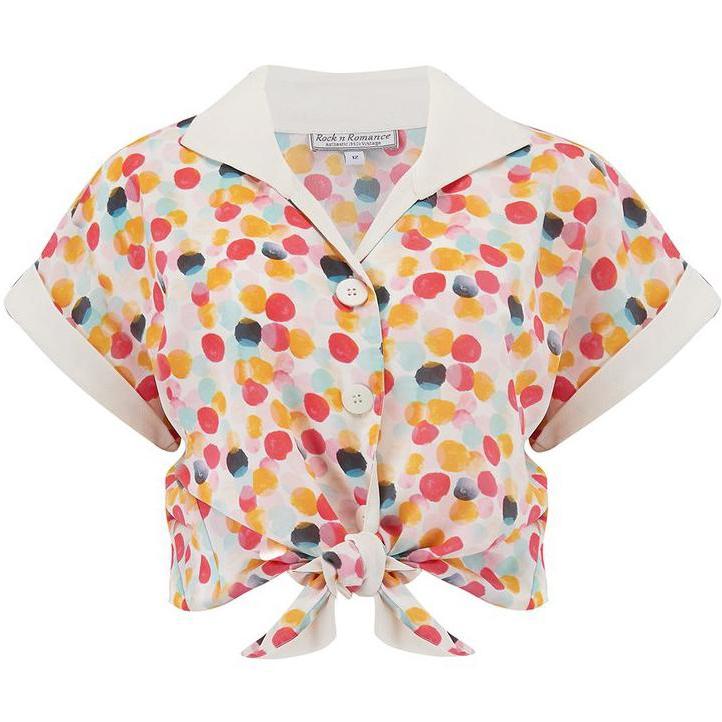 Rock n Romance Tuck in or Tie Up Maria Blouse Bubblegum Print-Multi Coloured-Vendemia