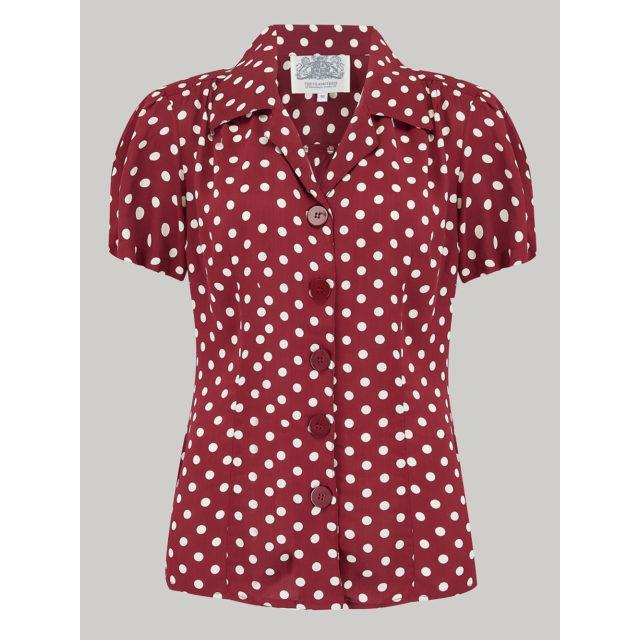 The Seamstress Of Bloomsbury Grace Blouse-Wine Spot-Vendemia