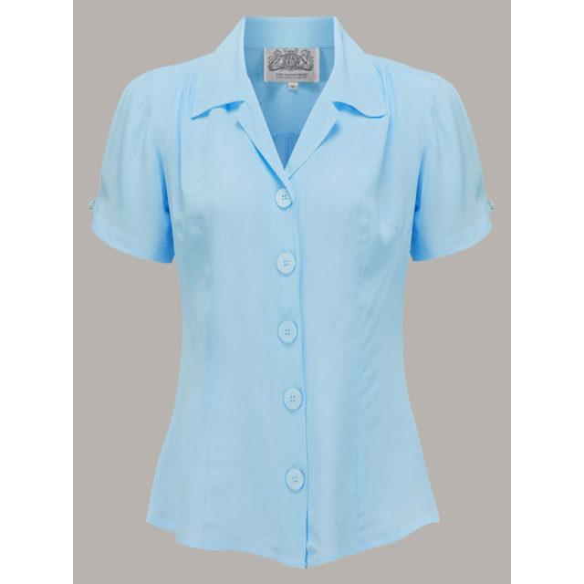 The Seamstress Of Bloomsbury Grace Blouse-Powder Blue-Vendemia