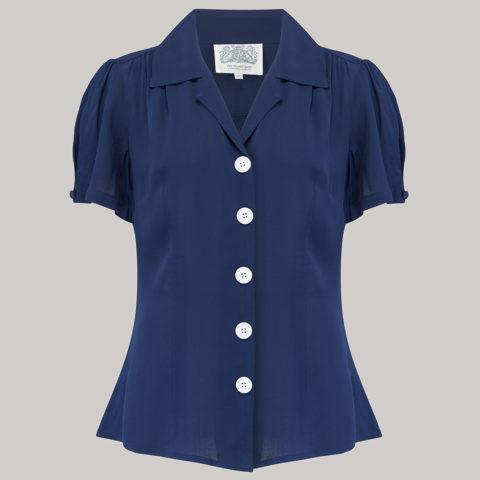 The Seamstress Of Bloomsbury Grace Blouse-Navy-Vendemia