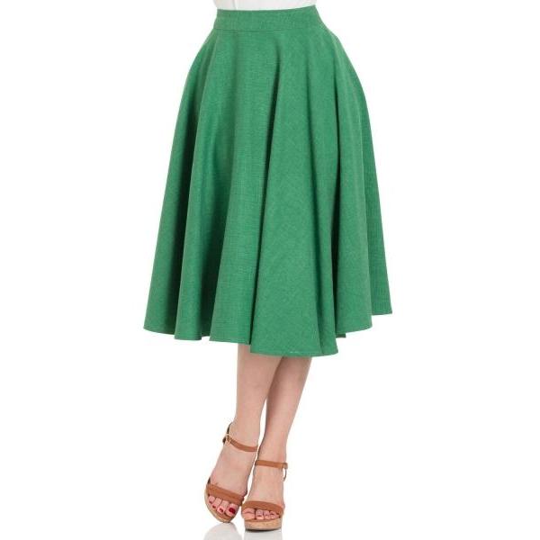 Voodoo Vixen Sandy Full Circle Skirt-Green-Vendemia