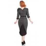 Voodoo Vixen Veronica Tartan Pencil dress-Grey-Vendemia