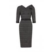 Voodoo Vixen Veronica Tartan Pencil dress-Grey-Vendemia