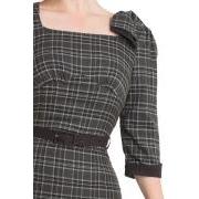 Voodoo Vixen Veronica Tartan Pencil dress-Grey-Vendemia