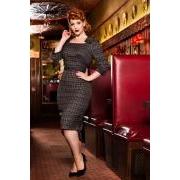 Voodoo Vixen Veronica Tartan Pencil dress-Grey-Vendemia