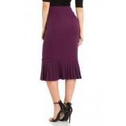Voodoo Vixen Violetta Pleated Hem Pencil Skirt-Vendemia